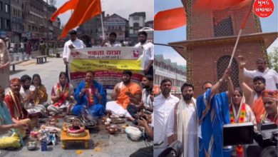 કાશ્મીરમાં સુરતીઓનું શકિત પ્રદર્શન: લાલચોકમાં હવન કરીને ભગવો લહેરાવ્યો