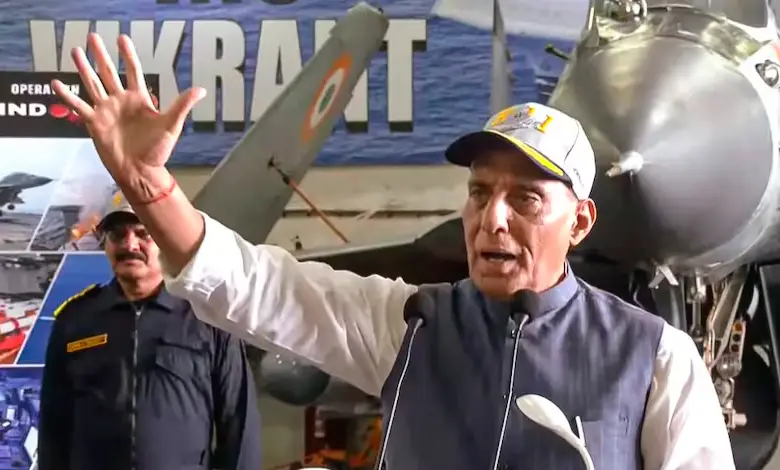 Rajnath Singh's message to Pakistan from INS Vikrant