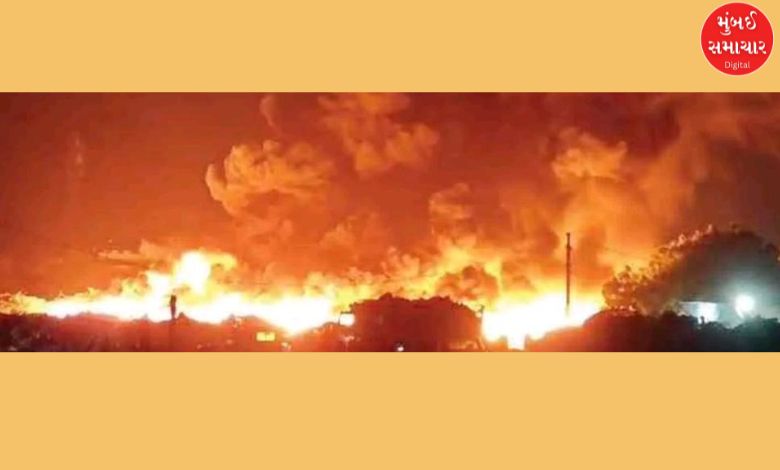 A massive fire broke out in a junkyard in Mundra city