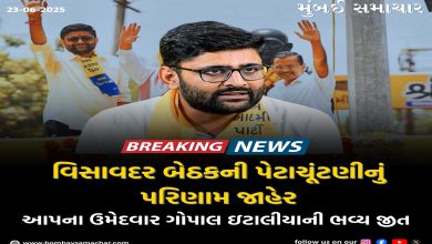 વિસાવદરમાં આમ આદમી પાર્ટીની ભવ્ય જીત, કડીમાં ભાજપે ભગવો લહેરાવ્યો