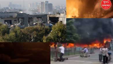 ઈરાન અને ઈઝરાયલ વચ્ચે ચાલી રહેલા સંઘર્ષની દર્શાવતી ભીષણ લડાઈનું દ્રશ્ય, જેમાં મિસાઈલ હુમલા અને વિનાશ જોવા મળે છે.