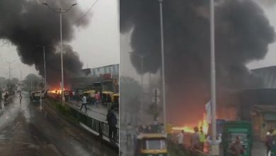 Massive fire breaks out in Barrel Market on Chandola bank in Ahmedabad! Fire department brings the fire under control, no casualties reported