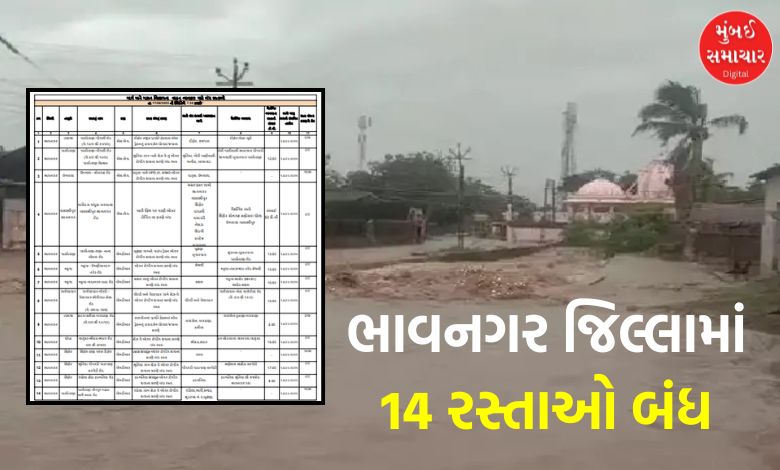 Heavy rains affect normal life in Bhavnagar district; 14 roads closed...