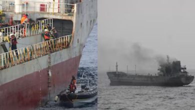 "INS Tabar Saves Ship from Fire in Gulf of Oman"