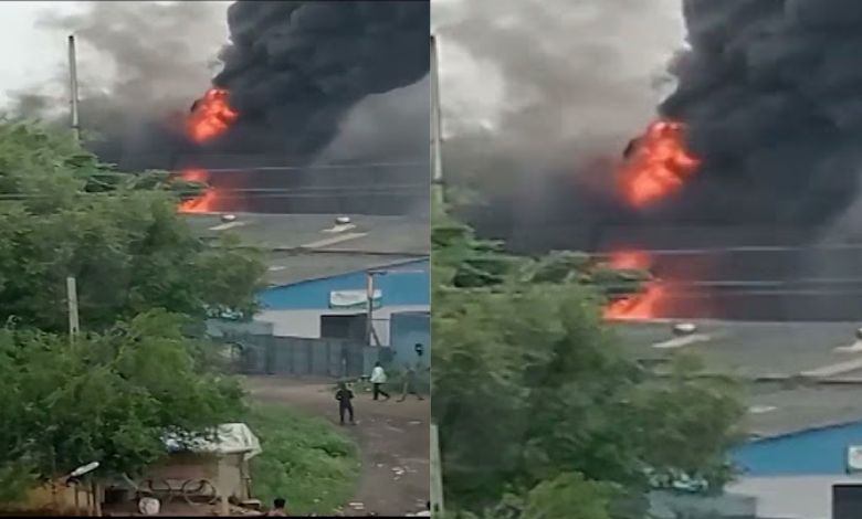 Massive fire breaks out at rubber factory in Talod GIDC: Loss worth lakhs, no casualties