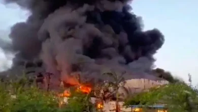 Massive fire breaks out in plastic godown in Kheda, 8 to 10 firefighters deployed at the scene