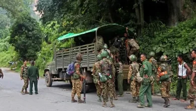 મ્યાનમારના જંગલમાં આવેલો ઉગ્રવાદી કેમ્પ, ડ્રોન હુમલાના નિશાન.