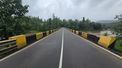 ડાંગ જિલ્લામાં અંબિકા નદી પરનો નંદિઉતારા બ્રિજ, તેના પર વાહનવ્યવહાર પ્રતિબંધનું બોર્ડ.