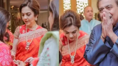 This Ambani family member was stunned wearing a backless blouse with a bandhni...