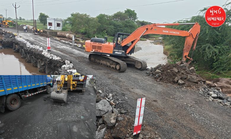 Road repair work in Zarat