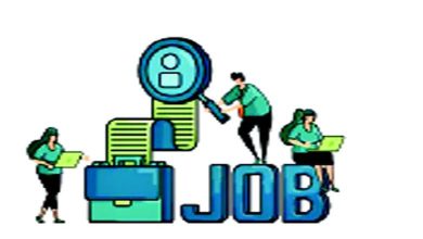 નોકરી શોધતા બેરોજગાર યુવાનોનું જૂથ, આર્થિક વૃદ્ધિ અને બેરોજગારી દર્શાવતો ગ્રાફ.