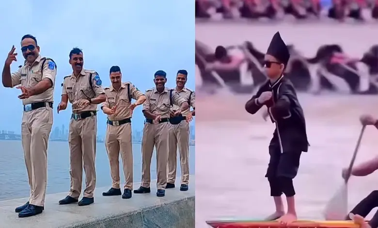 રેયાન અરકન દિખા બોટ પર ડાન્સ કરતો, મુંબઈ પોલીસના જવાનો ડાન્સ કરતા.