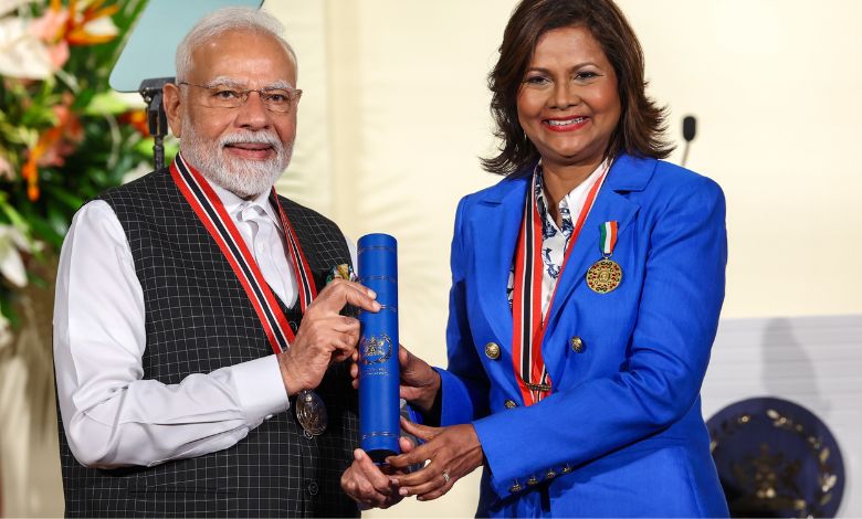 Prime Minister Narendra Modi receives Trinidad and Tobago's highest civilian honour