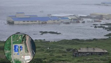 Tsunami waves Severo-Kurilsk city Russia horrifying video
