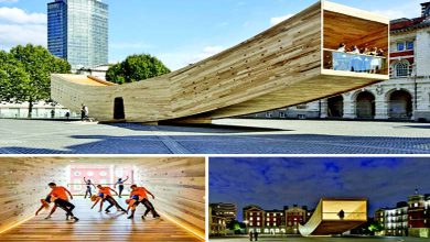 લંડનમાં સ્થાપત્યનું અનોખું વાઈ-ફાઈ સ્ટ્રક્ચર 'સ્માઇલી લંડન', લાકડામાંથી બનેલી વળાંકવાળી ટ્યુબ જેવી રચના.