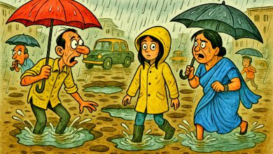 મુંબઈમાં વરસાદ દરમિયાન પાણી ભરાયેલા રસ્તાઓ અને ટ્રાફિક.