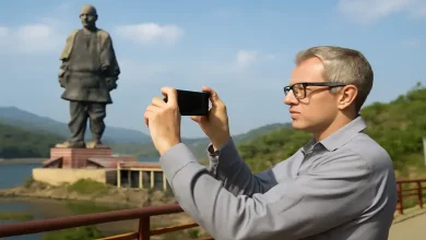 સ્ટેચ્યુ ઓફ યુનિટીની મુલાકાત લેતા જમ્મુ-કાશ્મીરના મુખ્ય પ્રધાન ઓમર અબ્દુલ્લા