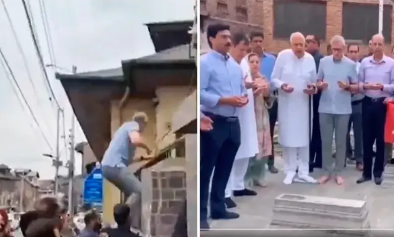 Chief Minister Omar Abdullah jumped over the wall of Mazar-e-Shuhada and recited Fatiha; said we are not slaves