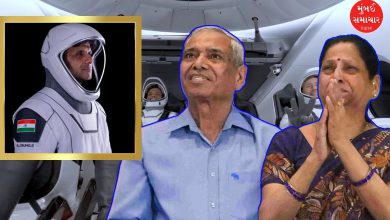 શુભાંશુ શુક્લાના માતા-પિતા કેક કાપીને ઉજવણી કરતા, અવકાશયાત્રી શુભાંશુ શુક્લાનો ફોટો.