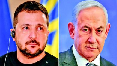 બેન્જામિન નેતન્યાહૂ અને ઝેલેન્સ્કીના પોર્ટ્રેટ