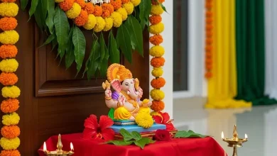 Auspicious decorations for Ganesh Chaturthi