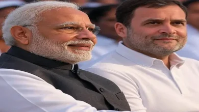 નરેન્દ્ર મોદી અને રાહુલ ગાંધીના પોટ્રેટ