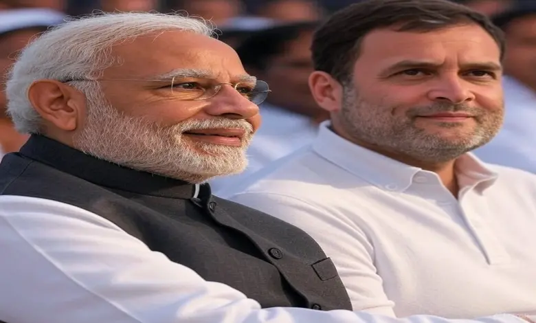નરેન્દ્ર મોદી અને રાહુલ ગાંધીના પોટ્રેટ