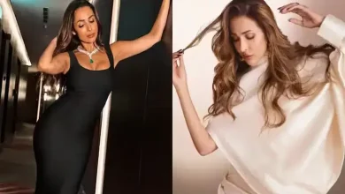 મલાઈકા અરોરા સફેદ અને ગોલ્ડન એથનિક આઉટફિટમાં.