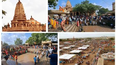 મોરબીના રફાળેશ્વર મહાદેવ મંદિરનો ભવ્ય ફોટો, શ્રાવણ મહિનામાં ભક્તોની ભીડ સાથે.