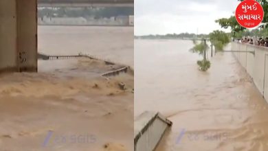 Sabarmati River flooded after water was released from Dharoi Dam, riverfront closed