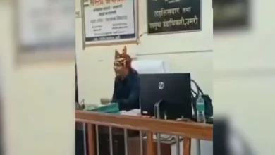 તહસીલદાર પ્રશાંત થોરાટ સરકારી ખુરશી પર ગીત ગાઈ રહ્યા છે.