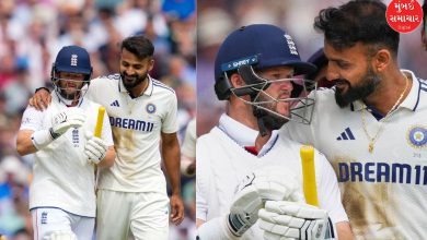 આકાશ દીપ ક્રિકેટ મેચ દરમિયાન બેન ડકેટને મૈત્રીભાવે કંઈક કહી રહ્યો છે