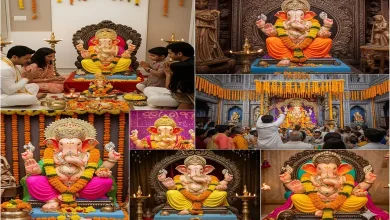 ગણેશ ચતુર્થી દરમિયાન વિવિધ બોલિવૂડ સેલિબ્રિટીઓ તેમના ઘરોમાં અને લાલબાગચા રાજાના પંડાલમાં ગણપતિ બાપ્પાની પૂજા કરતા હોય તેવા દ્રશ્યો.