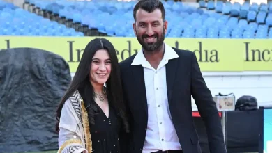 ચેતેશ્વર પુજારા અને તેમની પત્ની પૂજાની તસવીર.