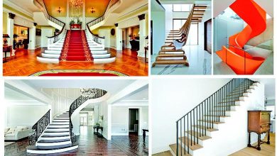 ભવ્ય અને આધુનિક ડિઝાઇન સાથેનો એક સુંદર દાદર.