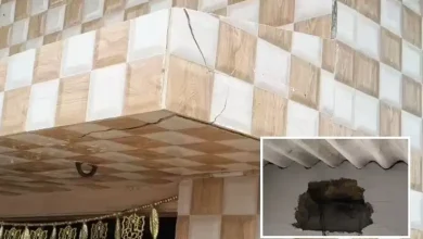 અમરેલીના જાફરાબાદમાં વીજળી પડવાથી નુકસાન થયેલું મકાન અને વરસાદનું દ્રશ્ય.