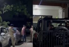 Police investigate a crime scene in Ghuma, Ahmedabad, after a fatal firing incident.