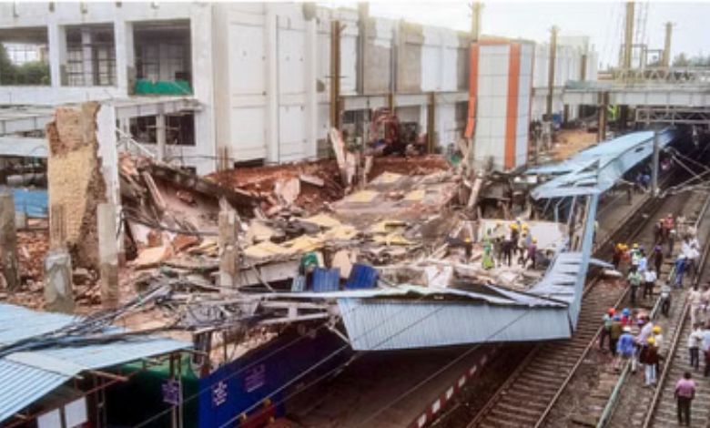odhisha cuttack railway station roof collapses train services halted