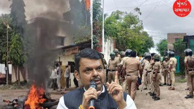 large police force deployed in Yavat village of Pune district to control the tense situation between two groups.