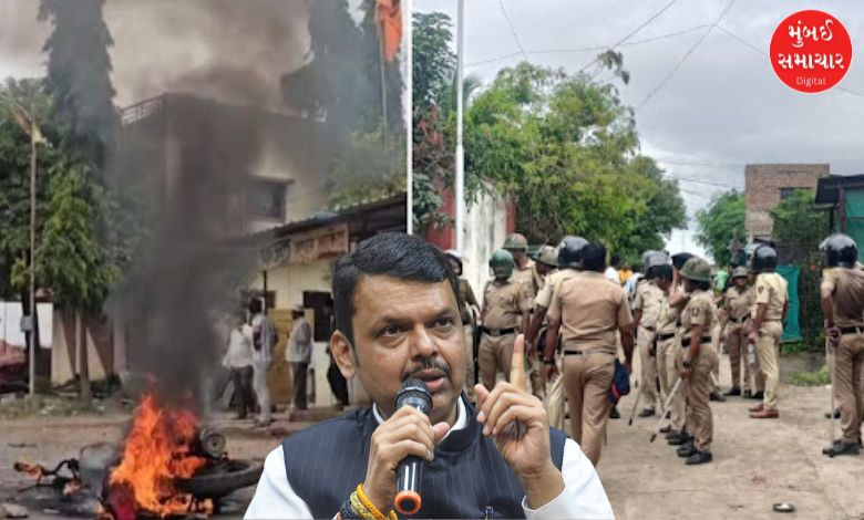 large police force deployed in Yavat village of Pune district to control the tense situation between two groups.