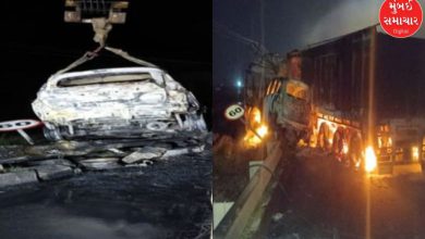A terrible accident occurred between a tanker and a car in Maliya, Morbi, 4 dead, 7 seriously injured