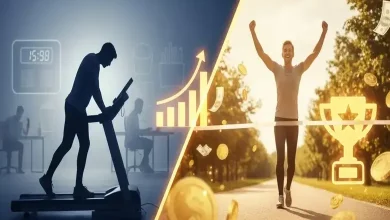 ચીની યુઆન નોટ્સનો ઢગલો અને તેની બાજુમાં વજન માપવાનું મશીન, જે કર્મચારીઓ માટે વજન ઘટાડવાના પ્રોત્સાહનને દર્શાવે છે.