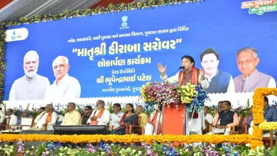 ગુજરાતના સિદ્ધપુર ખાતે ઉદ્ઘાટન થયેલા 'હીરાબા સરોવર'નો ફોટો.