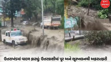 Uttarakhand Uttarkashi Cloud burst many houses filled with debris