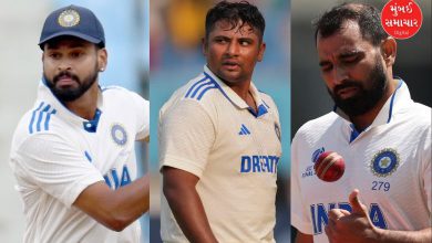 શ્રેયસ ઐયર અને મોહમ્મદ શમી અને સરફરાઝ ભારતીય જર્સીમાં.