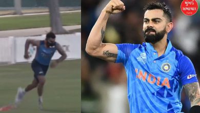 લંડનમાં ક્રિકેટ ગ્રાઉન્ડ પર વિરાટ કોહલી પ્રેક્ટિસ કરી રહ્યો છે