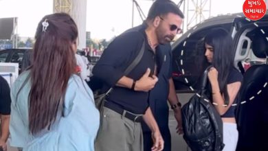 અક્ષય કુમાર તેની પુત્રી નિતારા સાથે એરપોર્ટ પર, પ્રથમવાર ચહેરો જાહેર