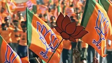 સંઘપ્રદેશોની ચૂંટણીમાં બિનહરીફ જીત બાદ ઉજવણી કરતા ભારતીય જનતા પાર્ટીના કાર્યકરો અને નેતાઓ.