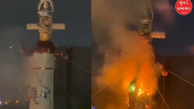 ગુજરાતમાં દશેરાની ભવ્ય ઉજવણી: સુરતમાં 70 ફૂટના મહાકાય રાવણનું દહન