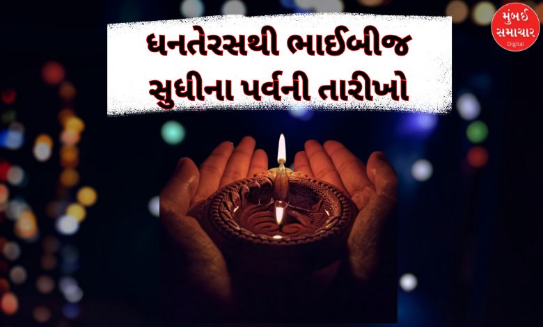 દિવાળી ૨૦૨૫ લક્ષ્મી પૂજન મુહૂર્ત, ધનતેરસ, કાળી ચૌદશ, ભાઈબીજની તારીખો